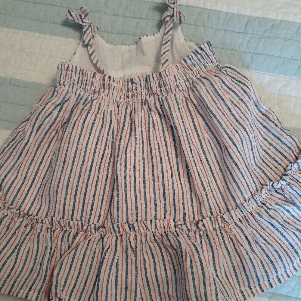 Baby Gap 3-6 mth Red White Blue Striped Ruffled Hem Sundress w/pants